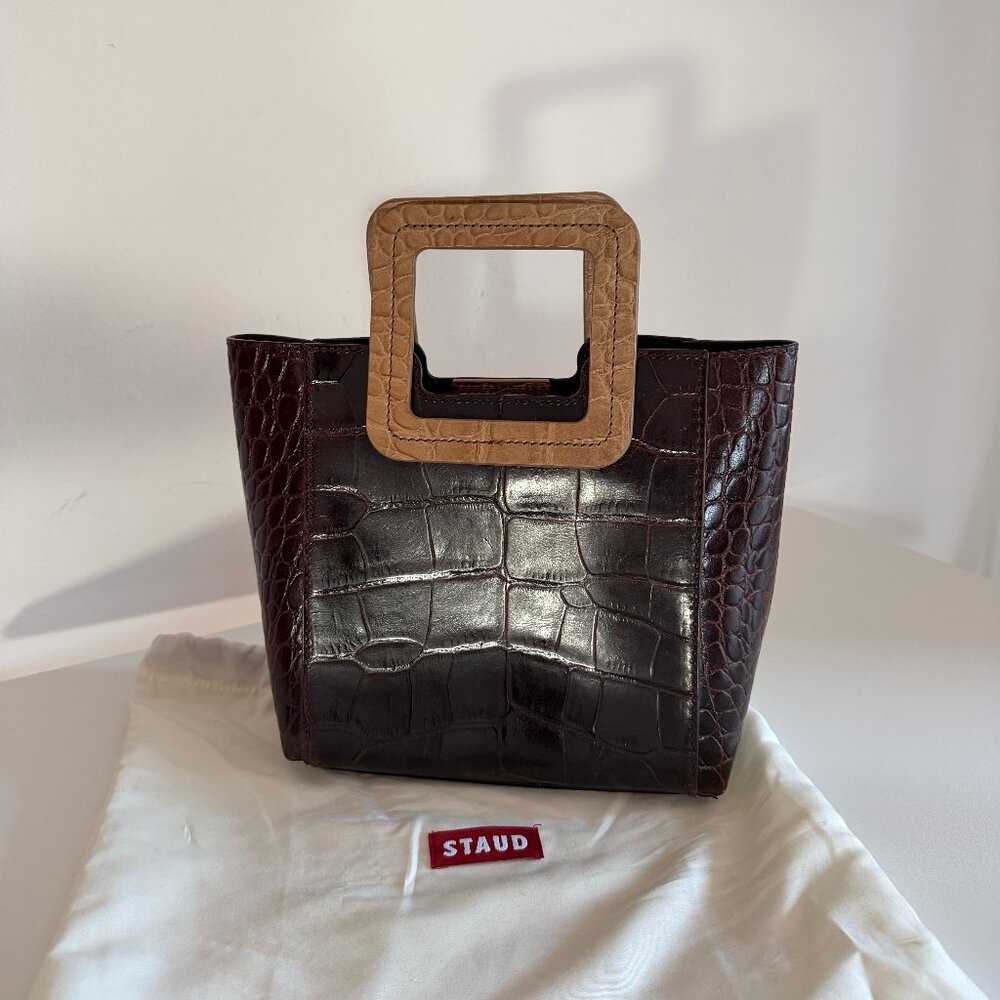 Staud Mini Shirley Leather Bag (Dark Brown)